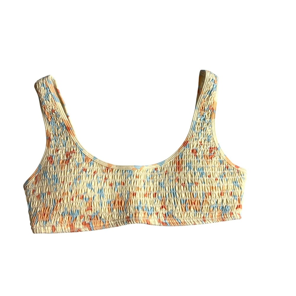 L*Space Izzy Smocked Bikini Top Sz S Bralette Muted Multicolor NWT